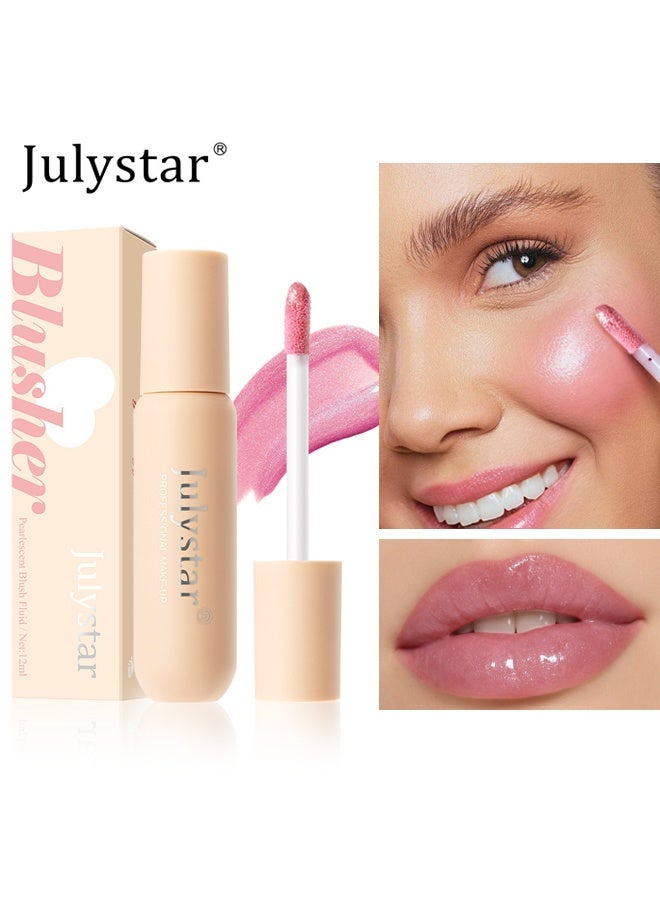 Julystar Blusher, Pearlescent Blush Fluid-Shimmery Multi-Use Liquid Blush, Highlighter for Radiant, Glowing Skin, Dewy Cheeks Luminous Glow Clean Beauty Vegan & Cruelty-05#Luster - Image 1